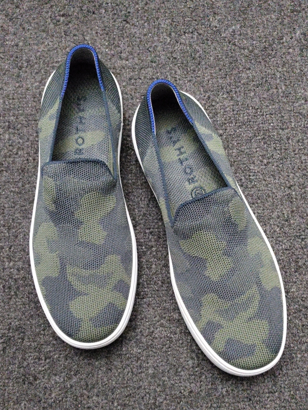 Rothy's Women's Slip-On Sneakers in Green Camo with White Sole